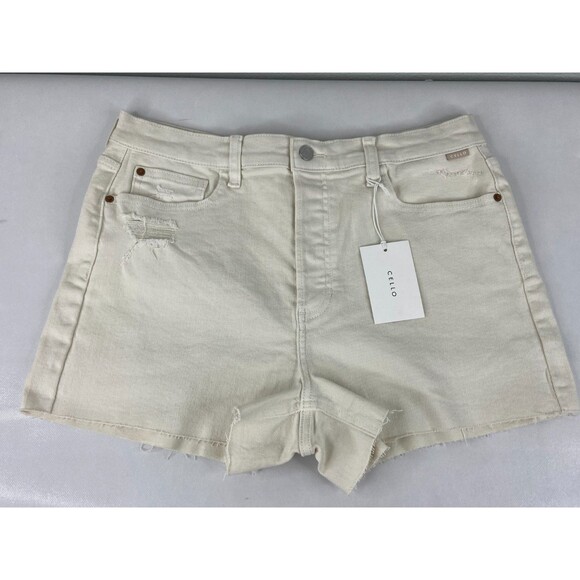 Cello Pants - Cello Women XL Denim Shorts Beige High Waist Mom NWT